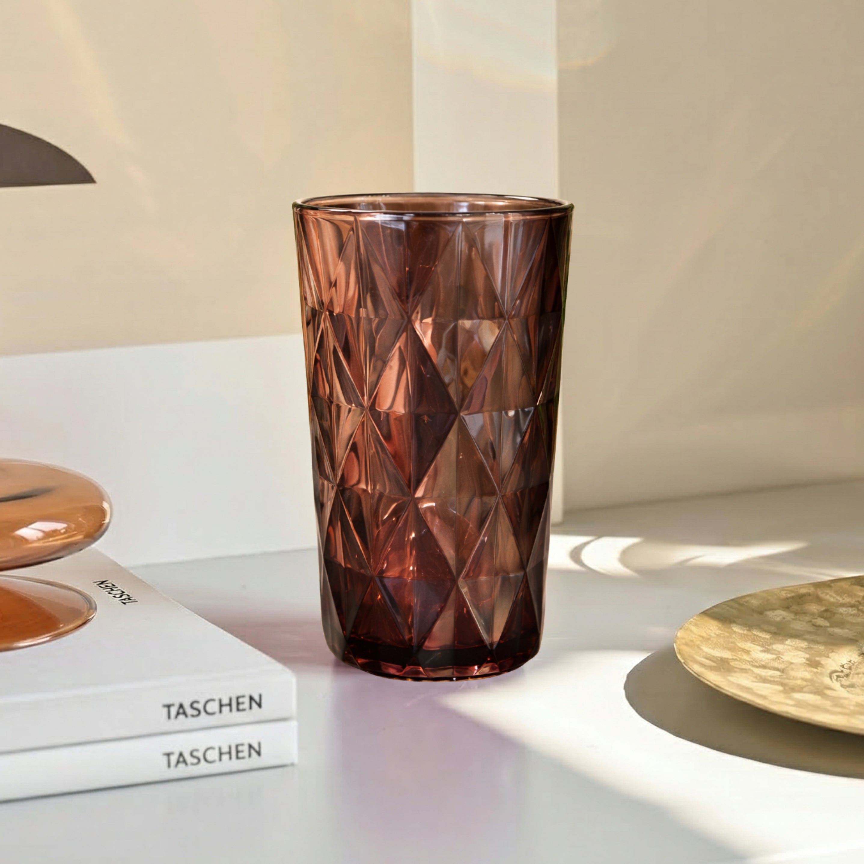 copper rose glass tumbler set of 2 modern drinkware for juice water and beverages